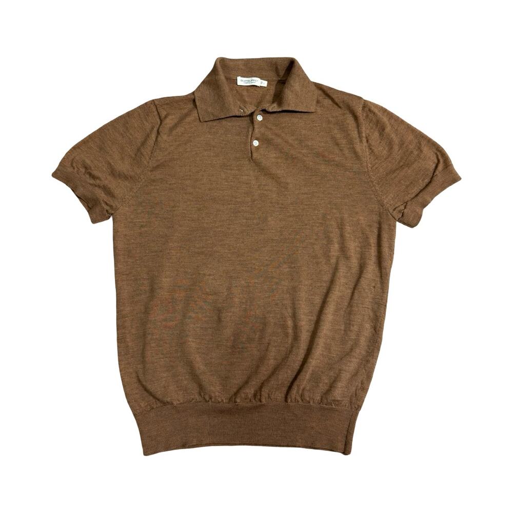 Suitsupply Men Large Polo Shirt Brown Merino Wool SLIM FIT